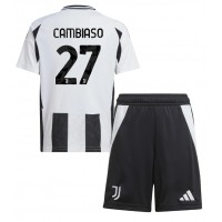 Juventus Andrea Cambiaso #27 Heimtrikotsatz Kinder 2024-25 Kurzarm (+ Kurze Hosen)